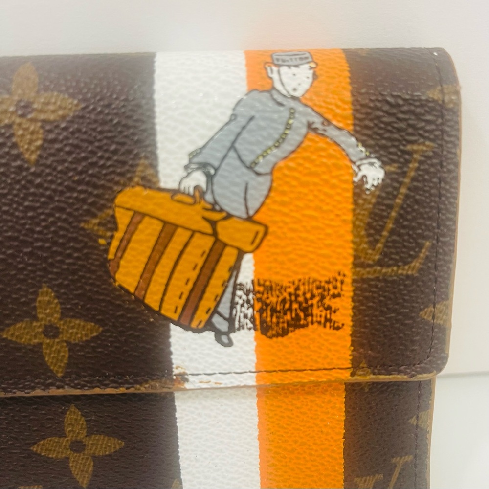 Louis Vuitton Brown Monogram Wallet with Orange and White Detail - Picture 6 of 10